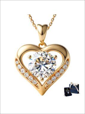 3 Carat Moissanite 14K Gold Plated Pendant Necklace